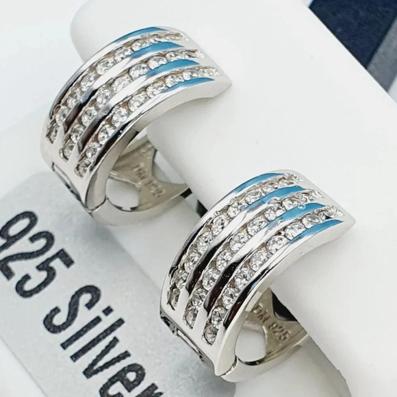 "925 Sterling Silver Cubic Zirconia Earrings, UU1P6A6158 - Picture 6 of 11